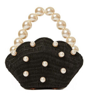 btb Los Angeles Shelly Imitation Pearl Bag in Black Pearl at Nordstrom $178